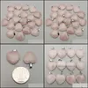 Charms 20 mm Rose Quartz Heart Stone Natural Chakra Pendre cicatrisant Collier Boucles d'oreilles Boucles d'oreilles