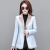 Women's Leather Korean Elegant Real Jacket Women Winter Genuine Ladies Natural Sheepskin Coat Shearling Blazers Warm