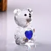 Decoratieve objecten Figurines Kristalbeer Kristallen Stand met hartvormige Decoratief glas Miniatuur Liefde Romantisch Geschenk Kleine Crafts Home Deco 230221