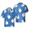 Casual shirts voor heren Jumeast 3D Gedrukt Little Yellow Duck Grafische cartoon Men Hawaii Beach Light Academia Blouses Cottagecore Kawaii Kleding 230221