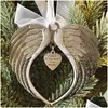 Charms 2022 Christmas Angel Wing Ornament Pingente Um peda￧o do meu cora￧￣o est￡ no c￩u AC889 Drop Delivery 202 DHZYS