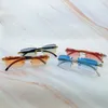 Äkta Buffalo Horn Solglasögon Carter Designer Rimless Solglas