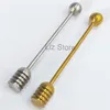 Stainless Steel Straight Handle Honey Stick Tools Metal Honey Dippers Coffee Tea Stirrer Party Supply Honeys Jar Stick Spoons TH0679