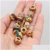 Charms Fine Natural Stone Pendant Round Big Hole Beads Phnom Penh For Jewelry Diy Necklace Bracelet Earring Accessories Making Dhqmu