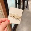 Fashion Crystal Pearl Ribbon Hair Clip Women Elegant Korean Design Snap Barrette Stick Silver Metal Alloy Hairpin 1695