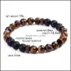 Charm Armband Fashion Men Armband Facetter Natural Stone Tr￤p￤rled 8mm Tiger Eye Spectrolite Buddha Lava Beads Stretch Women J Dhexm