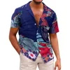 Herren-Freizeithemden, Herren-Hemd, Blumen-Vogel-Druck, T-Shirts, Strand-Urlaubsstil, hawaiianische Mode, Revers, einreihig, Freizeit
