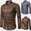 Men's Casual Shirts Trend Man Club Leopard Print Shirt High Quality Long Sleeve Shirt Social Man Casual Party Shirt Chemise Homme Shirt Dress 230220