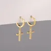 Boucles d'oreilles CottvoCopper en zircone cubique pour femmes, clous croisés, cercle rond, Huggies, bijoux d'oreille, cadeau