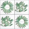 Charms naturlig stengr￶n Aventurine hexagonal pelare formpunkt chakra h￤ngen f￶r smycken som g￶r diy halsband ￶rh￤ngen dropp del dhrh9