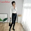 Women's Blouses Shirts Sexy White Cropped Summer Korean Fashion Long Sleeve Crop Shirt Ladies Designer V Neck Wrap Top 230220