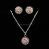 Boucles D'oreilles Collier De Mode Druzy Drusy 12Mm En Acier Inoxydable Rond Résine Ensemble De Bijoux Drop Delivery Sets Dhd9Z