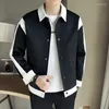 Herrjackor 2023 Spring Color-Blocking Design Jacket Män mode Casual Lapel Coat Streetwear Outwear Jaqueta Masculina kläder