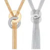 Hangende kettingen vrouwelijke trui accessoires ronde cirkel lange tassel eenvoudige stijl glanzende gouden zilveren kleur hoge kwaliteit ketting