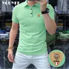 Erkek Tişörtler Erkekler Düz Renk Sıradan Polo Tshirt Şeker Dekorasyon Şeker Parlak Renkli Erkek Yakel Polo Üstler Yüksek Kaliteli Yüksek Sınıf Adam Giyim Z0221