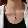 Choker 2023 Gold Color Double Layers Cute Luxury Bling Crystal Star Pendant Necklace Fashion Women Trendy Jewelry Accessary