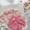 Set di abbigliamento Estate Rosa Bambine Set per bambini Due pantaloncini da 2 pezzi Vestiti per bambini Abiti di compleanno per bambini per le donne