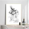 Stampa poster Dipinti di moda Coppie Amanti Room Decor1 Nero Bianco Romantico Mano nella mano Dipinto su tela Citazioni d'amore Wall Art Woo