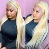 Spitzenperücken 613 Perücken Knochen glattes menschliches Haar für Frauen transparent vorgezogene farbige glühlose blonde vorne 30 Zoll