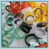 Band Rings 6Mm Wide Pink Green Red Glass Crystal Agate Jade Ring Jewelry Finger For Women Me Baby Drop Delivery Dhl03