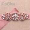 Bröllopssashes Missrdress Handpärlor Bridal Belt Rhinestones Sash Rose Gold Crystal för festklänning JK853