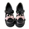 Dress Shoes Kawaii Bowknot Bear Lolita Japanese JK Uniform Retro British College Style Female Student Lovely Round Toe 230220