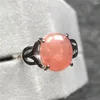 Clusterringen top natuurlijke rode rhodochrosietring voor vrouw man Argentinië 10x9mm ovale kralen zilveren kristalsteen verstelbare sieraden