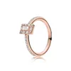 Rose Gold Square Pierścień halo dla Pandora Autentyczna srebrna srebrna biżuteria projektantów ślubnych dla kobiet dziewczyny prezent CZ Diamond Luksusowe pierścionki z oryginalnym pudełkiem detalicznym