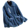 Damenfell Kunst Wolle Real Mantel weibliche Schafsschermäntel 2023 Mode Winterjacke Frauen dicke warme Oberbekleidung Abrigo Mujer LR0742 S