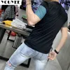 T-shirt da uomo Maglietta da uomo Casual Tendenza coreana Stampa 2021 Estate New Fashion Slim Oneck Cotton Comoda manica corta Top maschile Abbigliamento 4XL Z0221