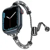 أسطواني كامل الحفر الفولاذ المقاوم للصدأ شريط الماس سوار الفخمة لترتيب Apple Watch 38/40/41mm 42/44/45/مم لحزام IWatch Series 3 4 5 6 7 8