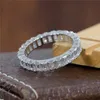 Cluster Rings Randh Jewliry 18K Solid Gold 3,5 2,5 mm 0,15 ct Varje smaragd klippt Moissanite Full Eternity Band Ring Fashion Wedding Women's