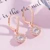 Dangle Earrings Brass Drop Womens Luxury Round CZ With Leverback Hoop For Female Simple Elegant Jewelry Party Gifts