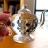 Dekorativa föremål Figurer SML Clear Crystal Teapot Art Collection Paperweight Glass Mini Sculpture Ornament Home Table Decor Xmas Gift 230221