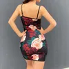 Casual Dresses Summer Women's Mesh Printed Bralette Dress Floral Garden Sexy Elegant Bodycon Camis Mini Party Wear Drop