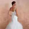 Nouvelle robe de mariée sirène grande queue robe principale de mariée taille dos ouvert col en V EN36363