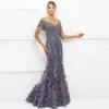 Casual Dresses 2023 sjöjungfru Mor till brud V Neck Off Shoulder Wedding Party Gowns Lace Appliques Floorgth 230221