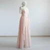 Casual Dresses Pink Chiffon Lace Cap Sleeves Golvlängd Aline Mother of the Bride Custom Made 230221