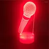 Veilleuses 3D Lumière Pour Enfants Microphone Illusion Lampe Avec 16 Couleurs Changeantes Et Décorations De Bureau À Distance Adolescentes Ou Garçons