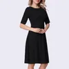 Party Dresses Women Autumn 3/4 Sleeve Vintage Rockabilly Patchwork Black White Checkered Pattern Work Wear Stretch Bodycon Wiggle Dress