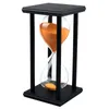 時計アクセサリー他の色！ 60分の木製サンドグラス砂時計タイマークロック装飾ユニークなギフトタイプ：60分の黒いフレームオレンジ