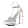 Sandals Crystal clear sandals Walking Show Stripper Heels Clear Shoes Woman Platforms High Women Sexy Fish Mouth 230220