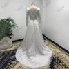Robes de fête Yeeh Elegant Long manches à manches nues Boule de bal civil Robe de mariée à imprimé floral sexy