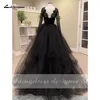 Party Dresses Lakshmigown Sexy Lace Black Wedding with Long Sleeve vestido de novia Boho Gothic Tulle Gown Outdoor Country 230221