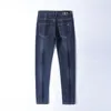 Calças de brim primavera verão fino masculino fino ajuste europeu americano marca high-end pequena reta dupla o calças F208-3