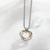 Hanger kettingen tiktok drie ringen titanium stalen ketting voor mannen vrouwen Koreaanse mode hiphop sieraden cadeau 2023