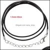 Chains Black Wax Rope Lobster Clasp Stainless Steel Sier Link Chain Women Men Necklace For Diy Jewelry Making Drop Delivery Necklace Dhksa