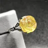 Anillos de racimo Flor natural Joyería de anillo ámbar amarillo tallado para mujer Regalo de 14 mm Beads Fashion Gemstone ajustable