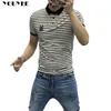 T-shirt da uomo Polo da uomo Risvolto a righe Casual 2021 Moda estiva Tendenza coreana Slim Trend Fit Cotone Alta qualità Uomo Top Abbigliamento uomo Z0221