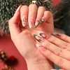 Valse nagels kerst eland witte sneeuwvlok rood verwijderbare draagbare draagbare kunstmatige nep vingernagels winter acryl volledige pers op nagel tips